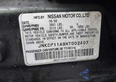 1999 Infiniti G20 Standard/Touring z USA, uszkodzony, nr VIN JNKCP11A9XT002407